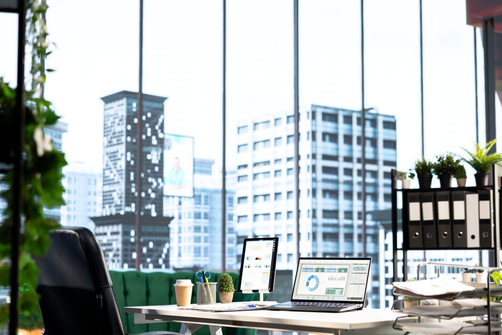 Empty modern corporate high end office space designed for a CEO